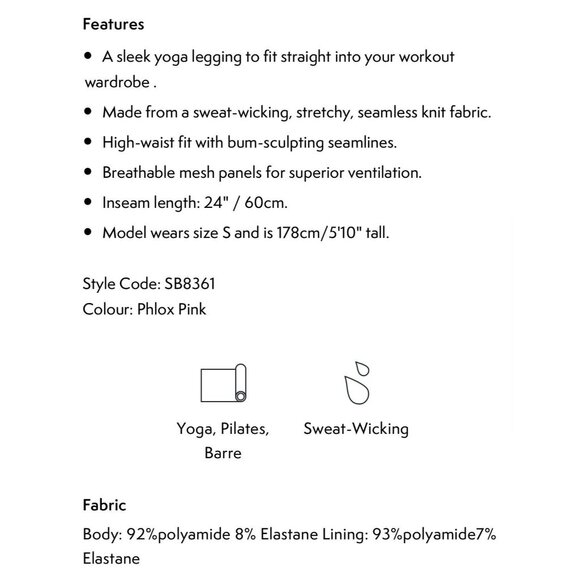 NWT Sweaty Betty 360 Seamless Yoga Leggings Womens Size XS Extra Small Pink $108 - Picture 2 of 11